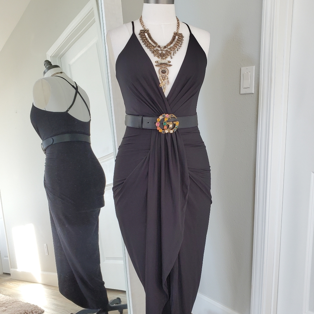 Asimetrical hem line dress.
